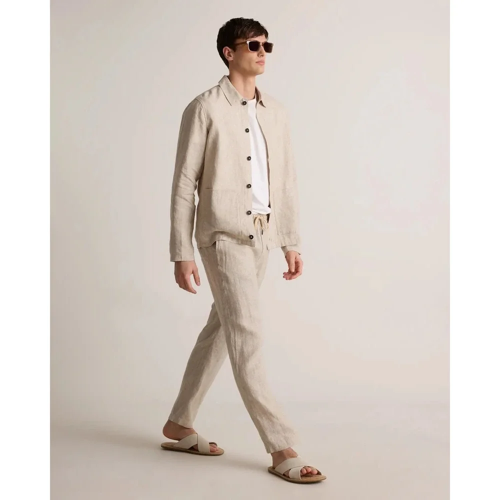 NWT Quince | Linen Drawstring Beach Pants Large Sand European Linen CMA01
